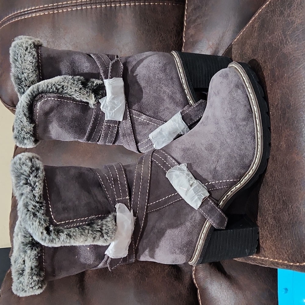 Dark grey corky boots size 7